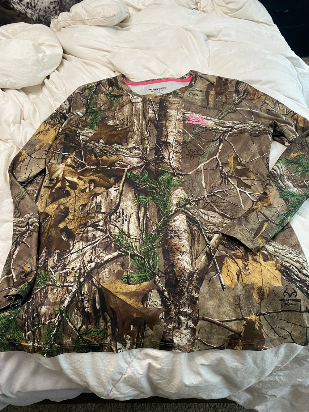Realtree Long Sleeve Camo Tee with Pink Logo